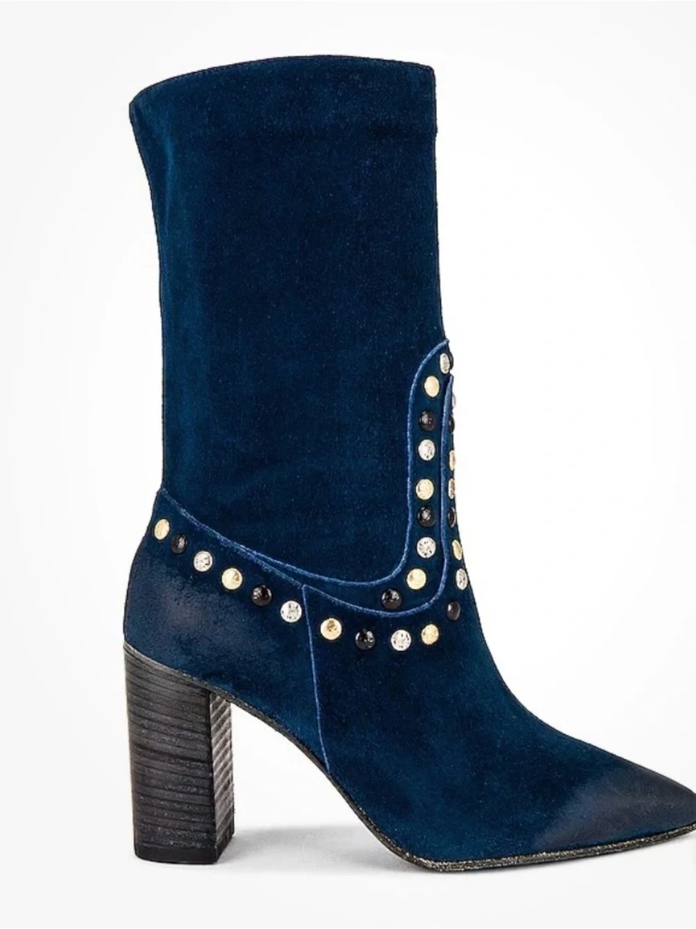 Free People Black Suede Studded Ankle Booties